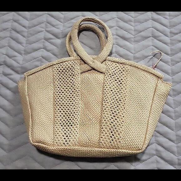 Vintage Woven Straw Raffia Purse Clutch Embroidered Flowers Handbag Boho - Picture 2 of 9